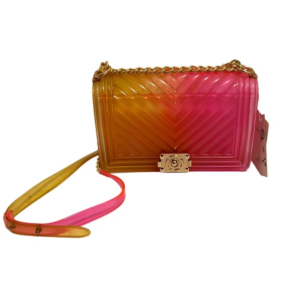 Caleesa Gradient Pink and Orange Jelly crossbody/shoulder Bag - Picture 7 of 11